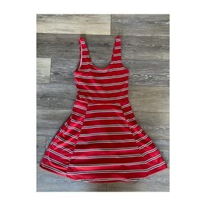 H&M red striped skater dress